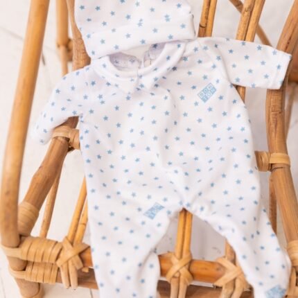 Accessoire poupon - Ensemble Corentin étoilé bleu bonton + minikane