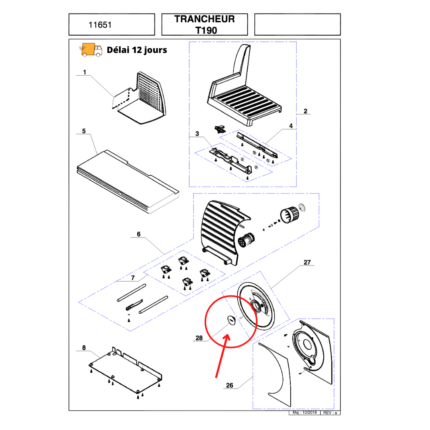 Vis blocage lame trancheuse T190