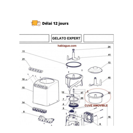Cuve amovible pour Gelato Expert Magimix