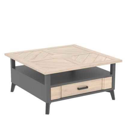 HAUSSMANN - Table basse carrée 2 tiroirs