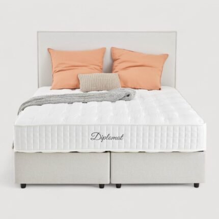 Pack lit coffre. matelas et tête de lit NINA Queens Beige