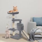 Arbre à Chat 112cm avec Griffoir Plateforme Niche L Gris – Image 2