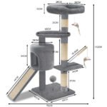 Arbre à Chat 112cm avec Griffoir Plateforme Niche L Gris – Image 4