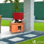 Maison pour Chat en bois avec toit bitumé autoportant et porte à lamelles PVC – Image 2