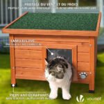 Maison pour Chat en bois avec toit bitumé autoportant et porte à lamelles PVC – Image 3