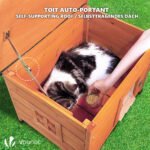Maison pour Chat en bois avec toit bitumé autoportant et porte à lamelles PVC – Image 6